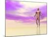 Front View of Male Musculature, Pink Background-null-Mounted Art Print