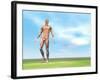 Front View of Male Musculature Walking-null-Framed Art Print