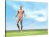 Front View of Male Musculature Walking-null-Stretched Canvas
