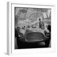 Front View of New Model Ferrari Being Shown During Automobile Exhibit-Yale Joel-Framed Photographic Print