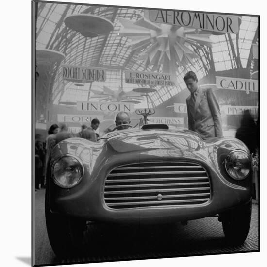 Front View of New Model Ferrari Being Shown During Automobile Exhibit-Yale Joel-Mounted Photographic Print