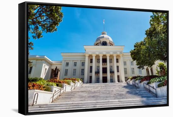 Front View of State Capitol in Montgomery, Alabama-Rob Hainer-Framed Stretched Canvas