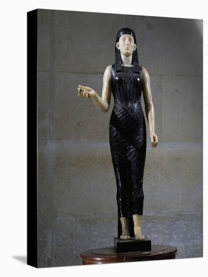 Front View of Statue of Isis in Black Marble and Alabaster-Antoine-Guillaume Granjacquet-Stretched Canvas