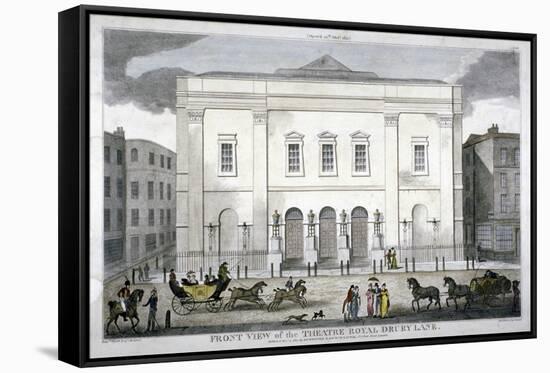 Front View of the Theatre Royal, Drury Lane, Westminster, London, 1812-null-Framed Stretched Canvas