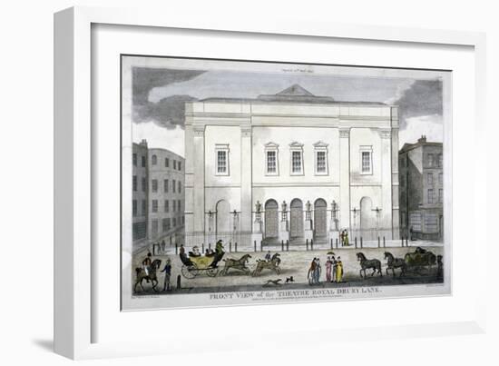 Front View of the Theatre Royal, Drury Lane, Westminster, London, 1812-null-Framed Giclee Print