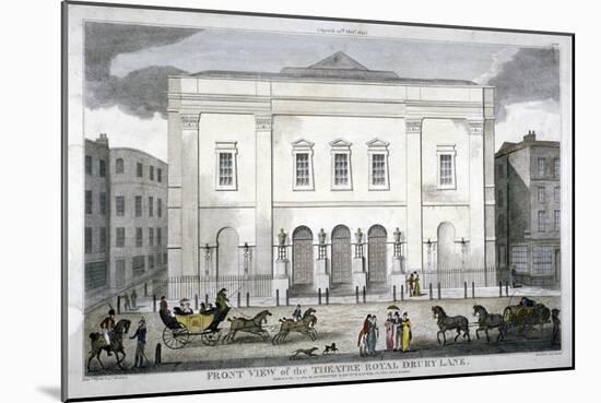 Front View of the Theatre Royal, Drury Lane, Westminster, London, 1812-null-Mounted Giclee Print