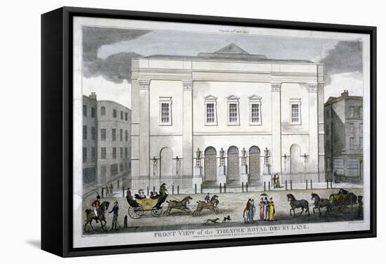 Front View of the Theatre Royal, Drury Lane, Westminster, London, 1812-null-Framed Stretched Canvas