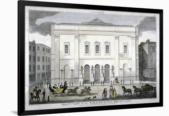 Front View of the Theatre Royal, Drury Lane, Westminster, London, 1812-null-Framed Giclee Print