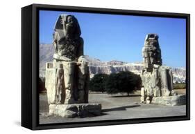 Frontal View of the Colossi of Memnon, Luxor West Bank, Egypt, C1400 Bc-CM Dixon-Framed Stretched Canvas