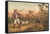 Frontier Hunters with Dogs-null-Framed Stretched Canvas