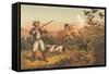 Frontier Hunters with Dogs-null-Framed Stretched Canvas