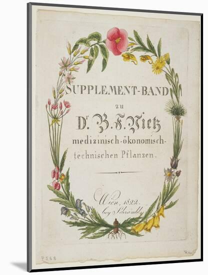 Frontispiece and Title Page to Supplement-Band Zu Dr. B. F. Vietz Medizinisch-Okonomisch-Technische-Ferdinand Bernhard Vietz-Mounted Giclee Print