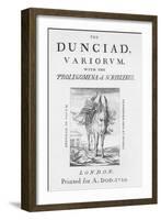 Frontispiece and Title Page to 'The Dunciad Variorum' by Alexander Pope, 1729 (Engraving)-English-Framed Giclee Print