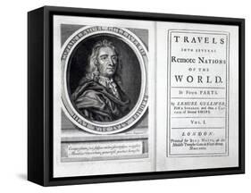 Frontispiece and Titlepage to 'Gulliver's Travels' by Jonathan Swift, 1726-English School-Framed Stretched Canvas