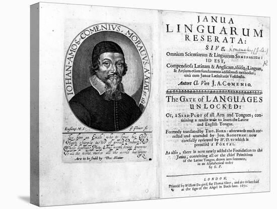 Frontispiece and Titlepage to 'Janua Linguarum Reserata' with a Portrait of Jan Amos Komensky-Czech-Stretched Canvas