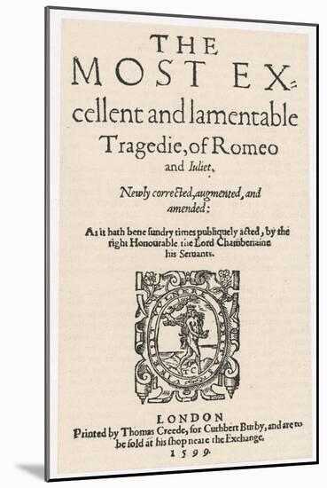 Frontispiece for Book of Shakespeare's Romeo and Juliet-null-Mounted Art Print