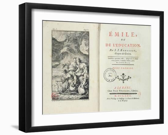 Frontispiece for 'Emile' by Jean-Jacques Rousseau, 1762 (Engraving)-Netherlandish-Framed Giclee Print