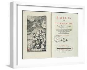 Frontispiece for 'Emile' by Jean-Jacques Rousseau, 1762 (Engraving)-Netherlandish-Framed Giclee Print