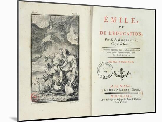 Frontispiece for 'Emile' by Jean-Jacques Rousseau, 1762 (Engraving)-Netherlandish-Mounted Giclee Print