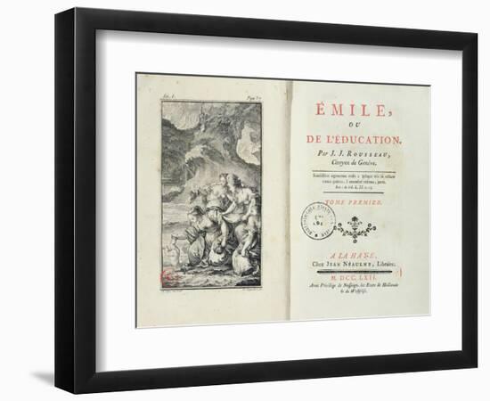 Frontispiece for 'Emile' by Jean-Jacques Rousseau, 1762 (Engraving)-Netherlandish-Framed Premium Giclee Print