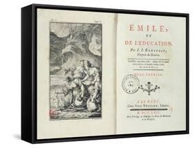 Frontispiece for 'Emile' by Jean-Jacques Rousseau, 1762 (Engraving)-Netherlandish-Framed Stretched Canvas