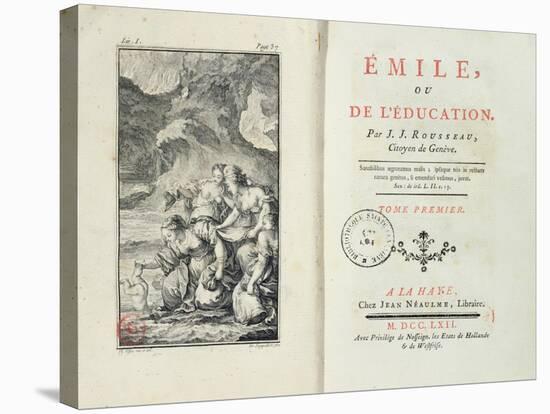 Frontispiece for 'Emile' by Jean-Jacques Rousseau, 1762 (Engraving)-Netherlandish-Stretched Canvas