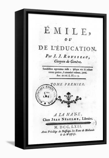 Frontispiece for "Emile" by Jean-Jacques Rousseau 1762-null-Framed Stretched Canvas