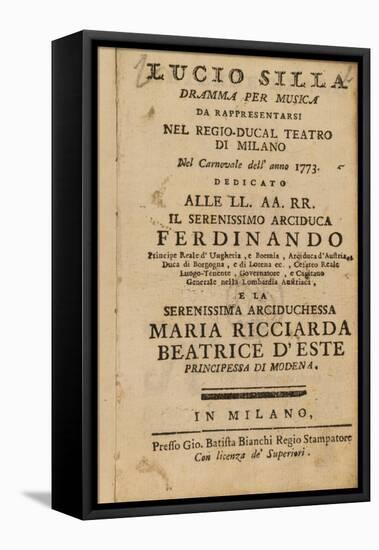 Frontispiece from Mozart's 'Lucio Silla', Performed in Milan in 1773-Italian School-Framed Stretched Canvas