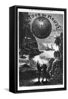 Frontispiece of "Around the World in Eighty Days" by Jules Verne Paris, Hetzel, Late 19th Century-L Bennet-Framed Stretched Canvas