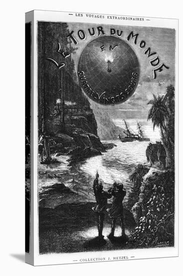 Frontispiece of "Around the World in Eighty Days" by Jules Verne Paris, Hetzel, Late 19th Century-L Bennet-Stretched Canvas