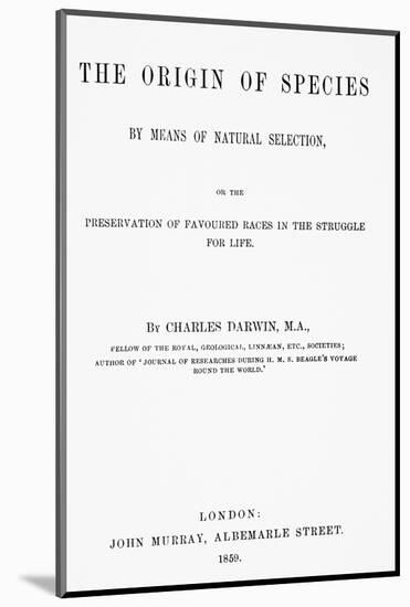 Frontispiece of C. Darwin's Origin of Species-Science Photo Library-Mounted Photographic Print