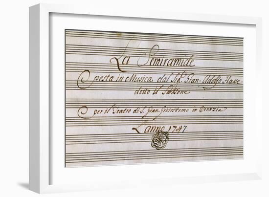 Frontispiece of Handwritten Music Score of Semiramis Recognized-Johann Adolf Hasse-Framed Giclee Print