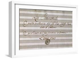 Frontispiece of Handwritten Music Score of Semiramis Recognized-Johann Adolf Hasse-Framed Giclee Print