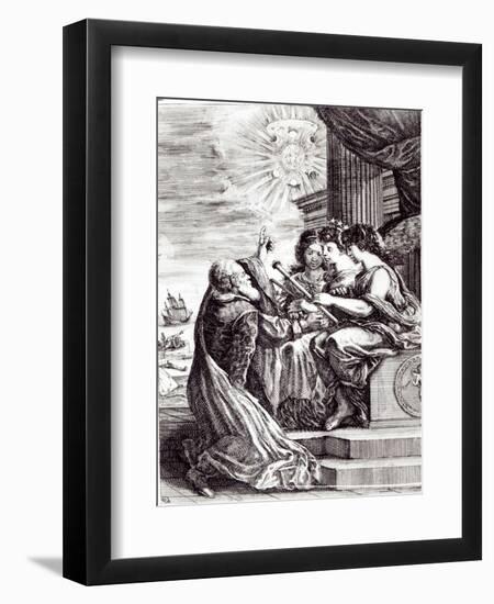 Frontispiece of Opere Di Galileo Galilei, Published in Bologna in 1656-null-Framed Giclee Print