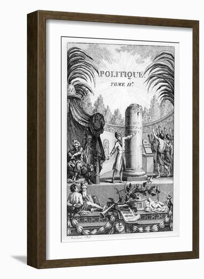 Frontispiece of ' Politique', Tome Ii of Jean-Jacques Rousseau (Engraving)-Jean Claude Naigeon-Framed Giclee Print