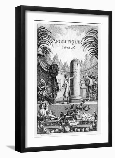 Frontispiece of ' Politique', Tome Ii of Jean-Jacques Rousseau (Engraving)-Jean Claude Naigeon-Framed Giclee Print