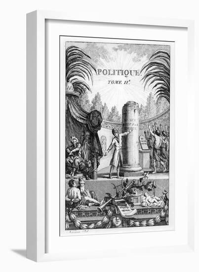 Frontispiece of ' Politique', Tome Ii of Jean-Jacques Rousseau (Engraving)-Jean Claude Naigeon-Framed Giclee Print