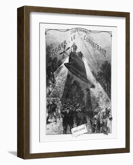Frontispiece of "Robur Le Conquerant" by Jules Verne Paris, Hetzel, 1886-L Bennet-Framed Giclee Print