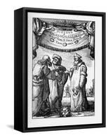 Frontispiece of the Dialogue Concerning the Two Chief World Systems by Galileo Galilei, 1632-Stefano Della Bella-Framed Stretched Canvas