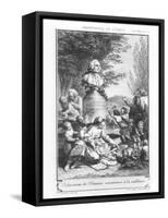 Frontispiece to "Emile" by Jean-Jacques Rousseau-Charles-Nicolas Cochin II-Framed Stretched Canvas