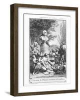 Frontispiece to "Emile" by Jean-Jacques Rousseau-Charles-Nicolas Cochin II-Framed Giclee Print