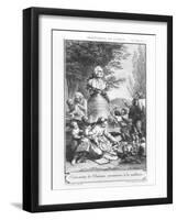 Frontispiece to "Emile" by Jean-Jacques Rousseau-Charles-Nicolas Cochin II-Framed Giclee Print