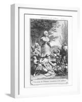 Frontispiece to "Emile" by Jean-Jacques Rousseau-Charles-Nicolas Cochin II-Framed Giclee Print