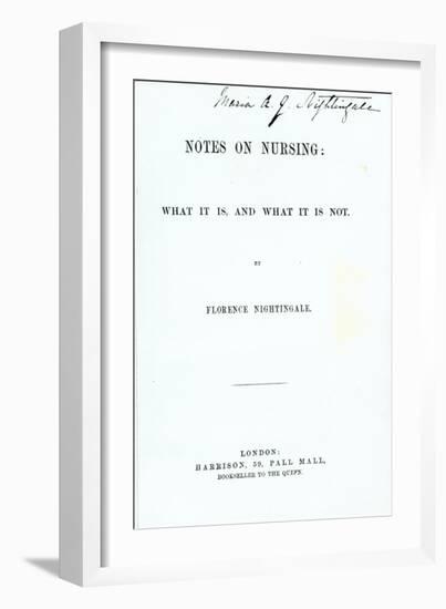 Frontispiece to Florence Nightingale's 'Notes on Nursing: What it Is, and What it Is Not'-null-Framed Giclee Print