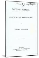 Frontispiece to Florence Nightingale's 'Notes on Nursing: What it Is, and What it Is Not'-null-Mounted Giclee Print