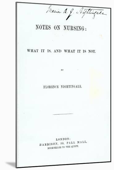 Frontispiece to Florence Nightingale's 'Notes on Nursing: What it Is, and What it Is Not'-null-Mounted Giclee Print