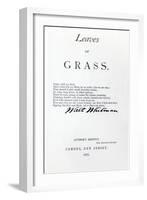 Frontispiece to 'Leaves of Grass' by Walt Whitman-null-Framed Giclee Print