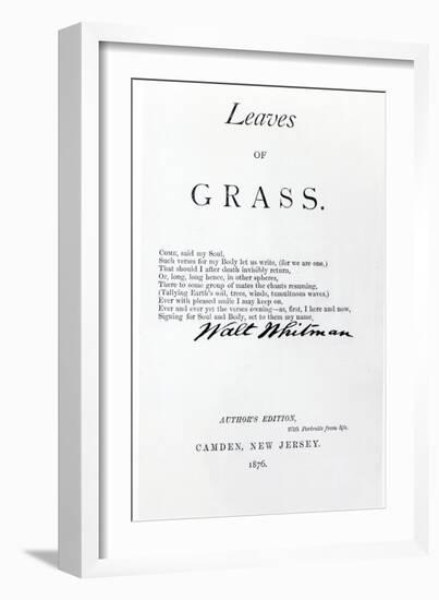 Frontispiece to 'Leaves of Grass' by Walt Whitman-null-Framed Giclee Print