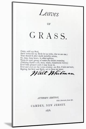 Frontispiece to 'Leaves of Grass' by Walt Whitman-null-Mounted Giclee Print