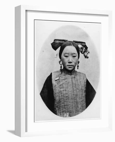 Frontview of Coiffure of a Married Manchu Matron, C.1867-72-John Thomson-Framed Photographic Print